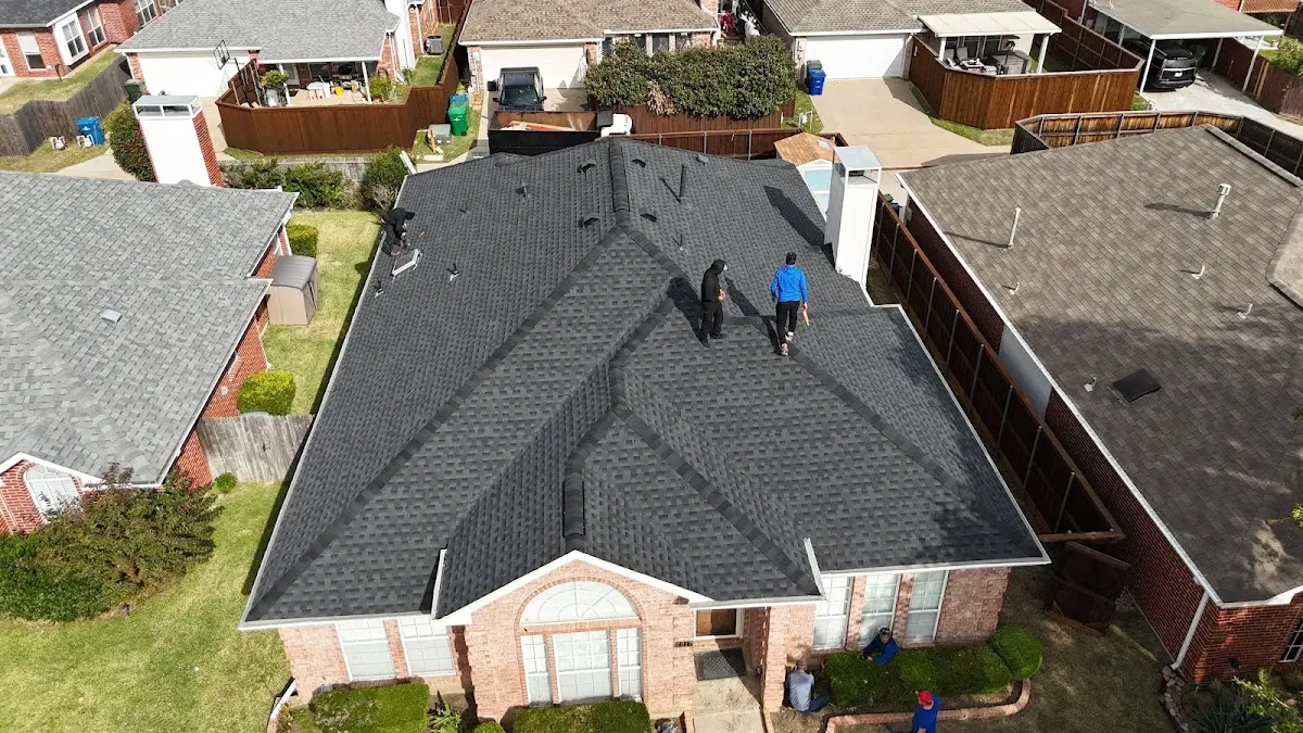 Slate & Tile Roof Repair work in progress on a Carrollton property